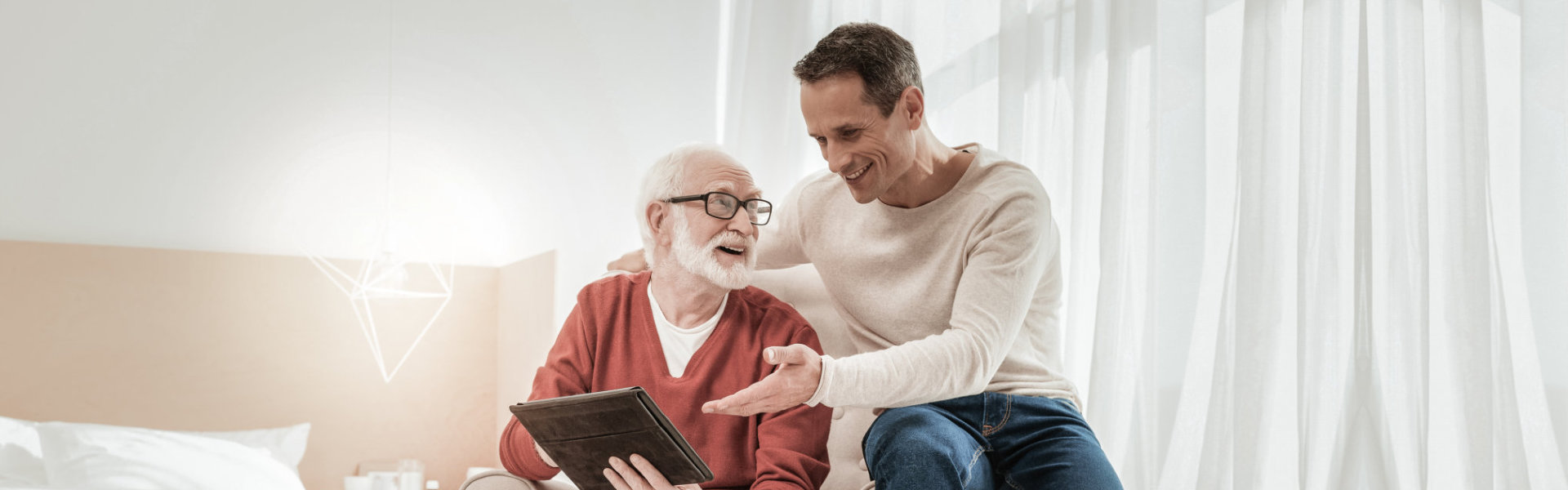 man talking to his grandfather